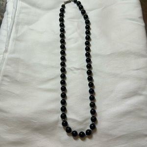 Vintage black & Silver bead necklace